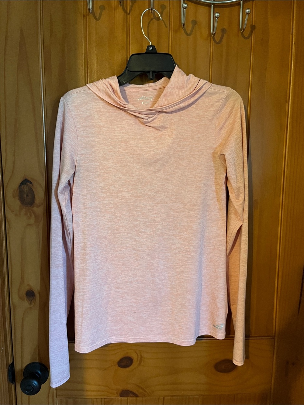 bcg Heathered Coral Pink Performance Tee with hood